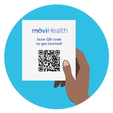 QR-code-ill illustration of a QR code with a hand